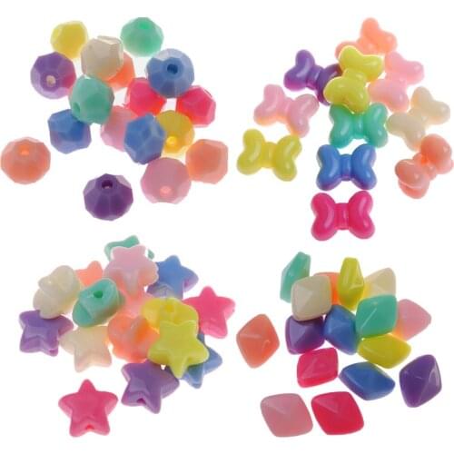 Wholesale Pastel Colors Jewelry Beads Various Colors Star Ribbon Bow Geometry Bicone Shape Plastic Acrylic Lucite Loose Beads