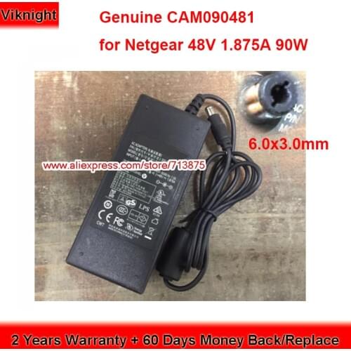 Genuine CAM090481 90W Charger 48V 1.875A AC Adapter for Netgear FS116P FS116 332-10553-01 Power Supply
