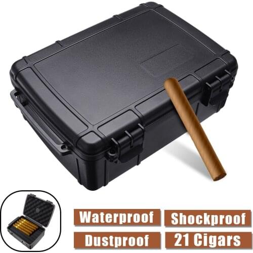 Portable Cigar Travel Humidor Box Waterproof Cigar Case Cigar Humidor Box Dust proof Shockproof Black Cigar Holder Storage Box