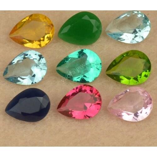 Sale 50pcs/Lot 2*3~13*18mm Various Color Loose Glass Stone Pear Shape Teardrop Cut Glass Beads Synthetic Gemstone For Jewelry