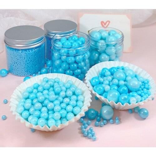 500g Edible Blue Bead Pearl Sugar Ball Fondant DIY Cake Baking Sprinkles Blue Ball Wedding Colorful Sugar Pearl Cake Decoration