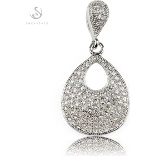 SHUNXUNZE jewellery christmas Wedding pendants for Noble Generous women dropshipping White Cubic Zirconia Rhodium Plated R3216