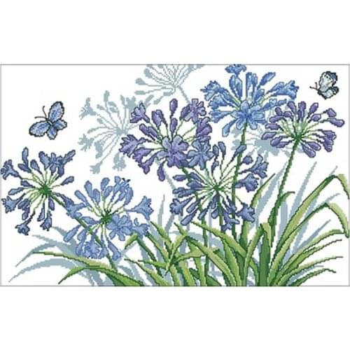Blue flower Patterns Counted Cross Stitch 11CT 14CT 18CT DIY wholesale Chinese Cross Stitch Kits Embroidery Needlework Sets