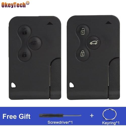 OkeyTech Replacement 3 Button Remote Auto Key Case Shell Fob Cover Smart Card For Renault Clio Logan Megane 2 3 Koleos Scenic