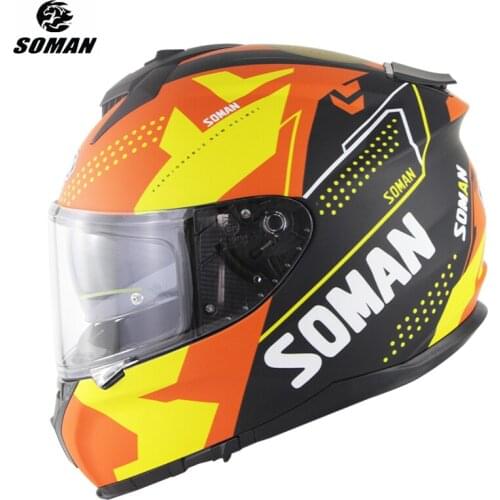 SOMAN Professional Racing Helmet Full Face ECE Motorcycle Helmet with Sun Visor High Quality Capacete De Moto DOT Cool Kask
