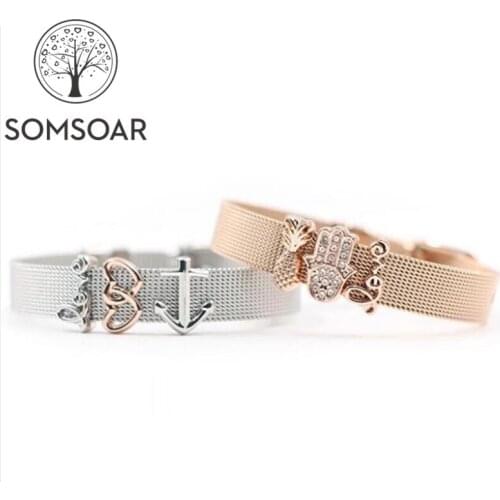 Somsoar Jewelry 2018 Top Selling Lovely Charms Bracelet Set 2pcs bracelet Mixed with DIY Slide Charms as Best Gift