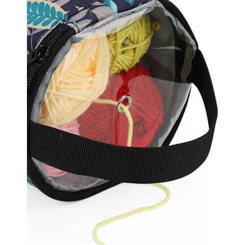 Knitting Crochet Bag for Yarn Storage. Easy to Travel Round Bags with Pockets for Accessories Protect Wool and Prevent Tangling