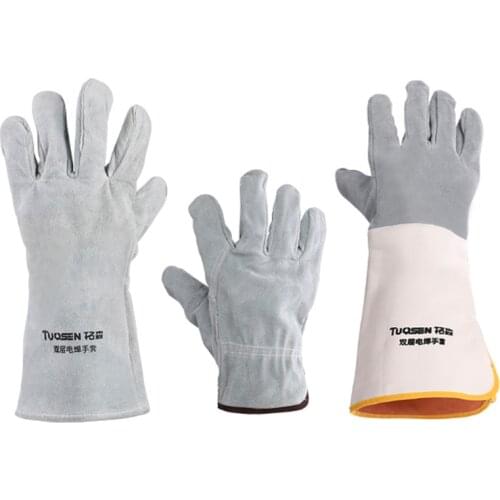 1 pair TIG Welding Gloves Soft Sensitive Gloves Single/double layer Cowhide Cuff High Quality Welding Gloves