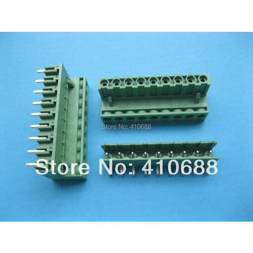 100 Pcs Angle 9 way/pin Pitch 5.08mm Screw Terminal Block Connector Pluggable Type Green 2EDCK-2EDCR-5.08