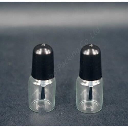 1000pcs 3cc empty nail polish glass bottles with black lid 3ml Small Glass Nail Polish Container with Brush Cap