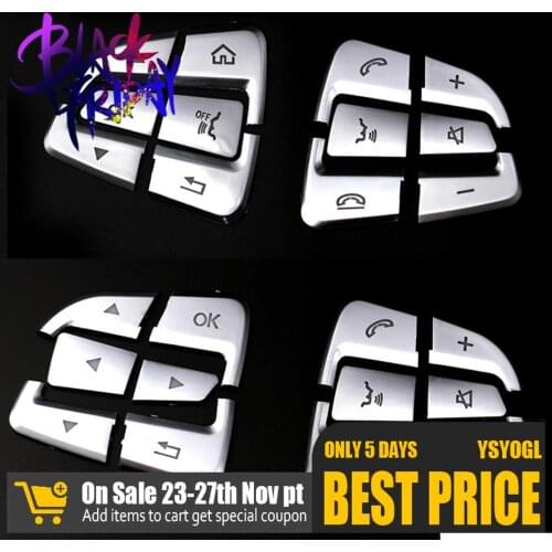 12Pcs/Set Car Steering Wheel Button Switch Cover For Mercedes Benz GLC A C Class ABS Chrome Style Car Trim Sticker Decoration