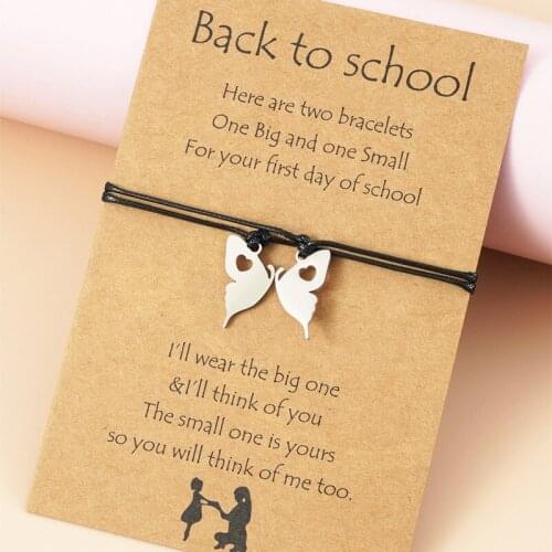 2PCS/Lot Butterfly Pendant Bracelets 2021 Back to School Gift From Mom Stainless Steel Butterfly Charm Chain Fashion Bracelets