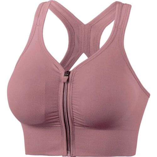 2021 Women\s Front Zipper Bra Breathable Wirefree Padded Push Up Fitness Sexy Bralets 2021