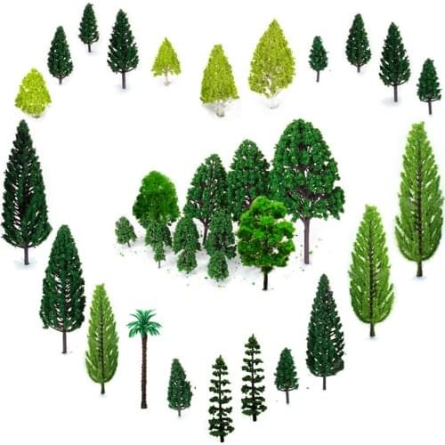 30pcs Mixed Model Trees 1.5-6 inch(4 -16 cm) Ho Scale Trees Diorama Supplies Model Train Scenery Simulation Trees