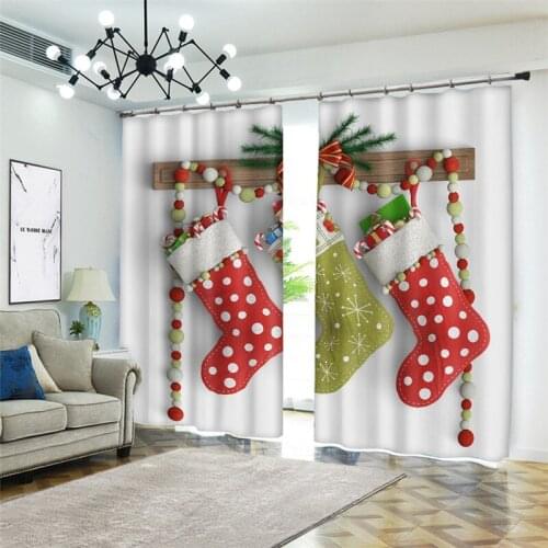 3D Blackout Window Curtains Christmas sock pattern For Home Decoration Curtains Original Curtains Drapes Custom size