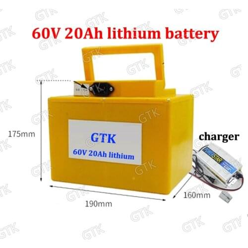 60V 20Ah Lithium battery 60v BMS 18650 battery pack for 3000W 1200W Electric bicycle tricycle Electric lawn mower +5A Charger