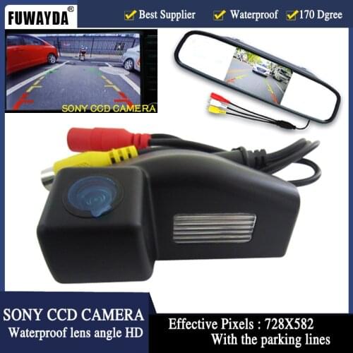 FUWAYDA Auto Parking System 4.3 LCD Mirror Car Parking Monitor+1Car Rear view Camerawith parking lines for Mazda 2 / Mazda 3