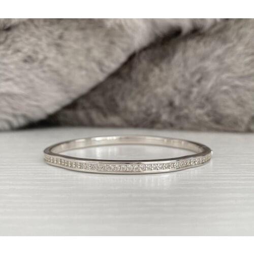 Charm Moissanite Diamond Bangle Bracelet For Women Bridal 100% Real 925 Sterling silver Wedding Bangle Tennis Party Jewelry