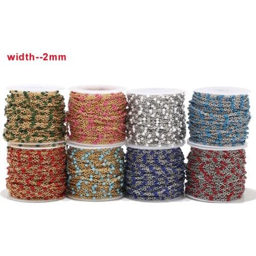 5 meters Gold Plated Stainless Steel 2mm Width Cable Chain Enamel Satellite Cable Link Chain For Bracelet Necklace Anklet Making