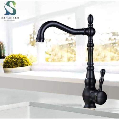 Black Brozne Brass Bathroom Kitchen sink Faucet Single Handle 360 Rotate Basin Sink Mixer Taps Black Hot & Cold Water Mixers Tap