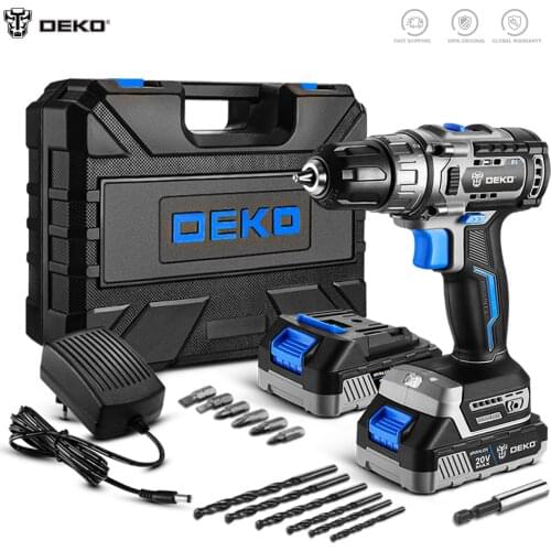 DEKO 20V Brushless Drill 42N.M Electric Screwdriver,18+1 Torque Settings,2-Speeds,3/8" Keyless Chuck Power Tools(DKBL20DU3)