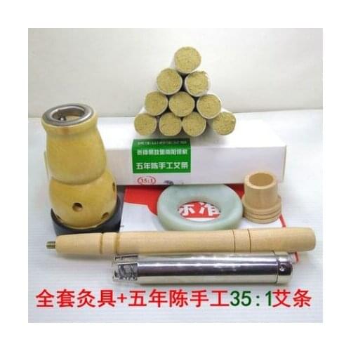 Umbilical wood aromatherapy furnace belly gourd moxibustion massage box portable device with 10 pcs 5 year moxa stick