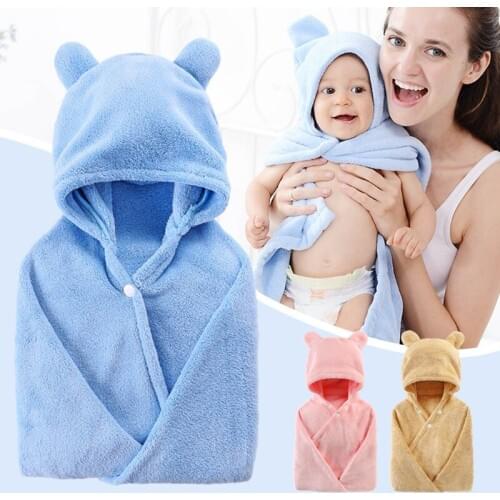 Baby Cartoon Cute Bear Animal Hooded Bath Towel Ultra Soft Absorbent Bathrobe U7EE