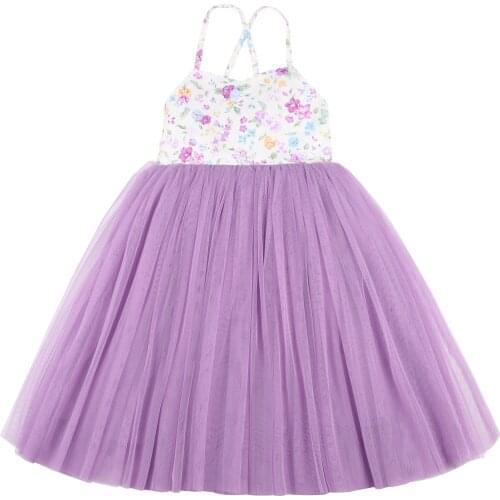 Flofallzique Cotton Strap Floral Tutu Girl Dress Baby Toddler Vintage Flowers For Wedding Performance Outing