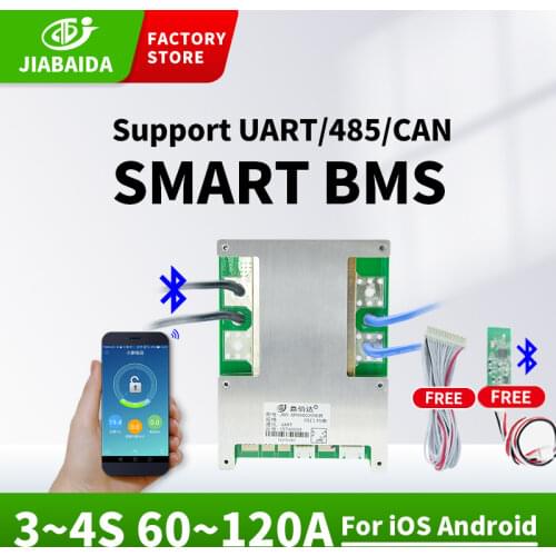 JBD Smart Bms 12V 4S Lifepo4 100A For Rechargable Lithium Batttery 3S 60A 80A 120A With Balance Board Bluetooth