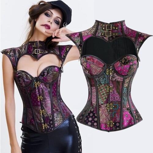 Steampunk Corset Tops To Wear Out Gothic Bustiers Corset Overbust Women Lace Up Corselet Vintage Leather Waist Trainer Slimming