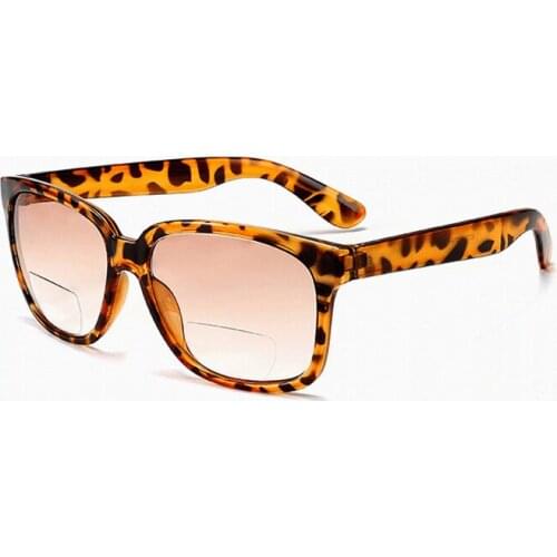 Leopard Bifocals Sun Reading Glasses Women Men Black Presbyopia Sunglasses Look Near Far Reading Spectacles Magnifier +1.0~+4.0
