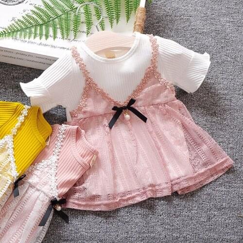 Girls Summer Short-sleeved Lace Princess Dress 2 Year Old Baby Girl Clothes Kids Dresses for Girls Flower Girl Dresses Girls