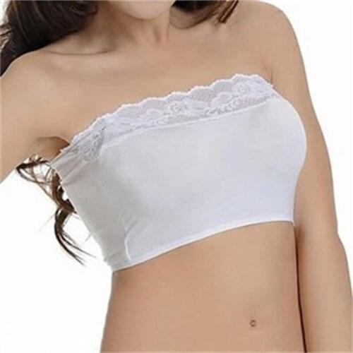 Hot Sale Fashion Sexy Womens Strapless Boob Tube Top Breathable Bandeau Bra Lace Modal Ladies Underwear