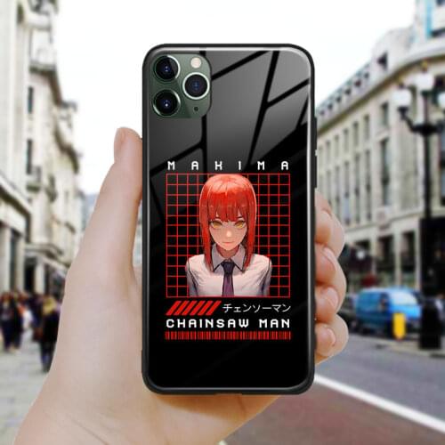 Makima Chainsaw Man anime art Soft Silicone Glass Phone Case Cover Shell For iPhone SE 6 6s 7 8 Plus X XR XS 11 12 Mini Pro Max