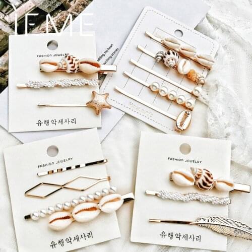 IF ME Fashion Korean Pearl Sea Shell Conch Hair Clip for Women Girl Bridal Metal HairPin Barrette Hair Accessories Jewelry 2020