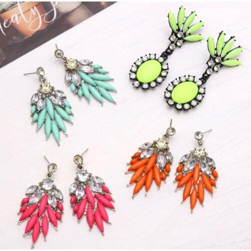 Fashion Ladies Colorful Crystal Flower Earring Bijoux Stud Earrings For Women Wedding Jewelry Long Earrings Wholesale