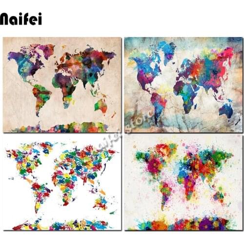 Diamond Painting Kit World Map Picture Of Rhinestones Home Decor Diamond Embroidery Sale Abstract Color Map Full Square Drill