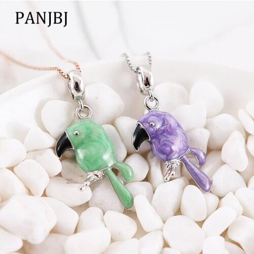 New 100% 925 Sterling Silver Bead Charm Parrot Pendant Enamel Charms Beads Fit Pandora Bracelets Necklace DIY Women Jewelry