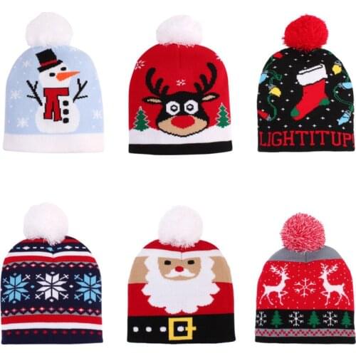 Wallarenear Autumn Winter Hats Toddler Baby Boys Girls Christmas Beanie Cap Kids Cute Printed Winter Warm Knitted Hat