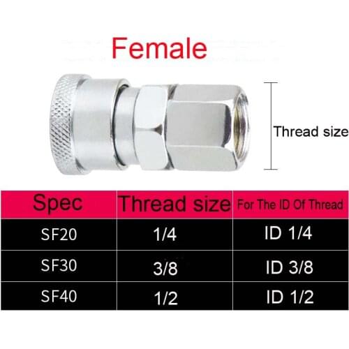 1PCS Air Pneumatic 1/4" 3/8" 1/2" Thread size SF 20 SF 30 SF 40 Female connector Quick Coupling Adapter Pipe Fittings