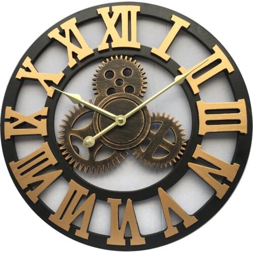 Cross border popular creative decoration wall stickers clock North Europe alarm clock hot selling retro gear hanging clock