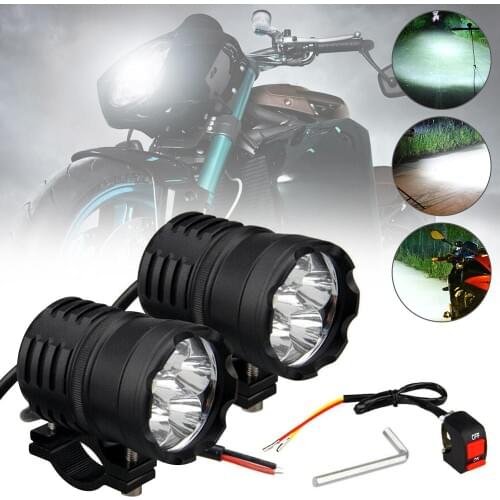 2PCS LED 60W 6000LM 6500k 12V-80V 3-Modes Motorcycle Waterproof Headlight Fog Spot Light Auxiliary lamps & Switch Dropshipping