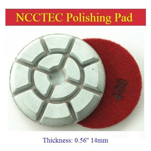 [14mm thickness] 4'' Inches NCCTEC Wet Diamond Wet Polishing Pad for Marble Velcroes Backed | 100mm granite stone grinding tools
