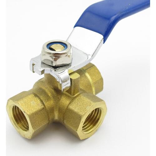 1/4" 3/8" 1/2" 3/4" 1" BSP Female Thread Full Port T-Port Three Way Brass Ball Valve Connector Adapter For Water Oil Air Gas
