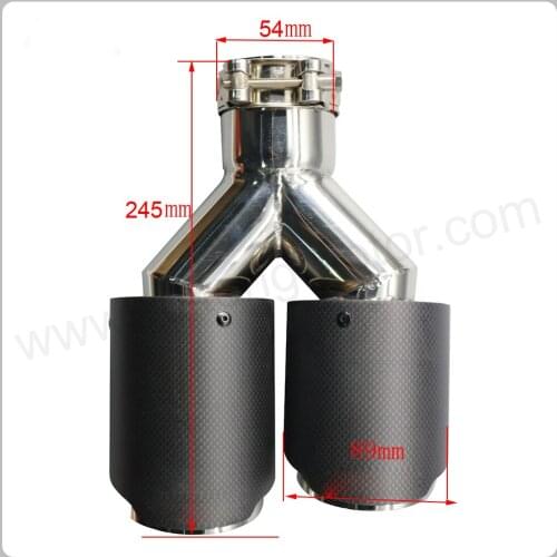 Universal car Model Dual Carbon fiber stainless steel universal Auto exhaust tip end muffler pipe With A Logo For Right Side