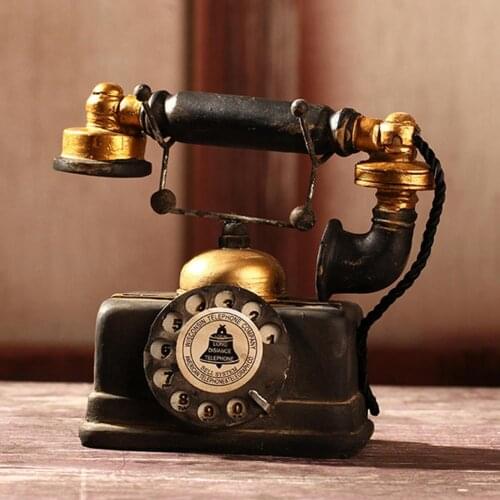 Vintage Resin Telephone Model Miniature Craft Photography Props Bar Home Decor
