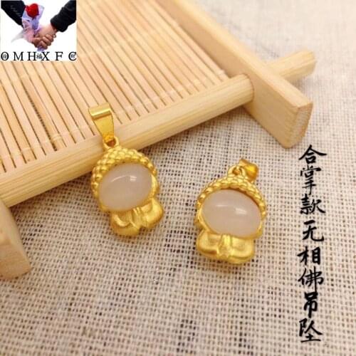 OMHXFC Jewelry Wholesale YM1981 European Fashion Fine Woman Girl Party Birthday Wedding Gift The Buddha 24KT Gold Pendant Charm