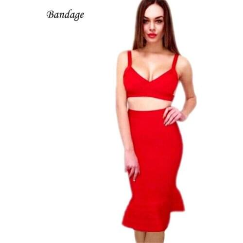 New Fashion Ruffles Bandage Skirts Elastic Knitted Bodycon Pencil Women Skirt Nightclub Party Casual Skirts Female Black Red