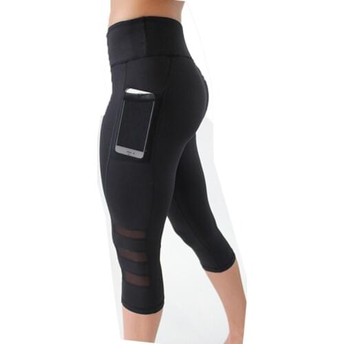 Ogilvy Mather Summer Mesh Patchwork Leggings Women Pocekts Capri Pants Women Fitness Sportswear Leggins Sexy Workout Leggings