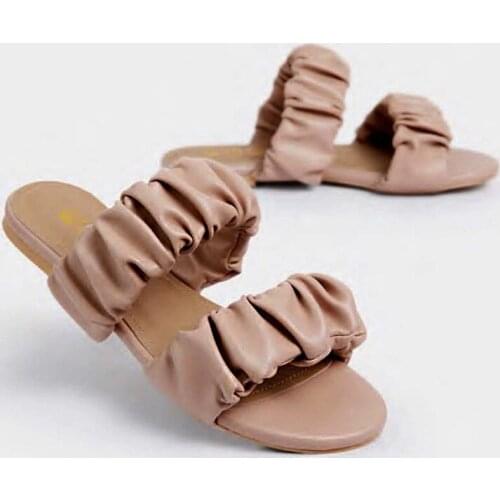 2020 Summer New Womens Slippers Flat Soled Durable PU Leisure Female Outside Fashion Slides